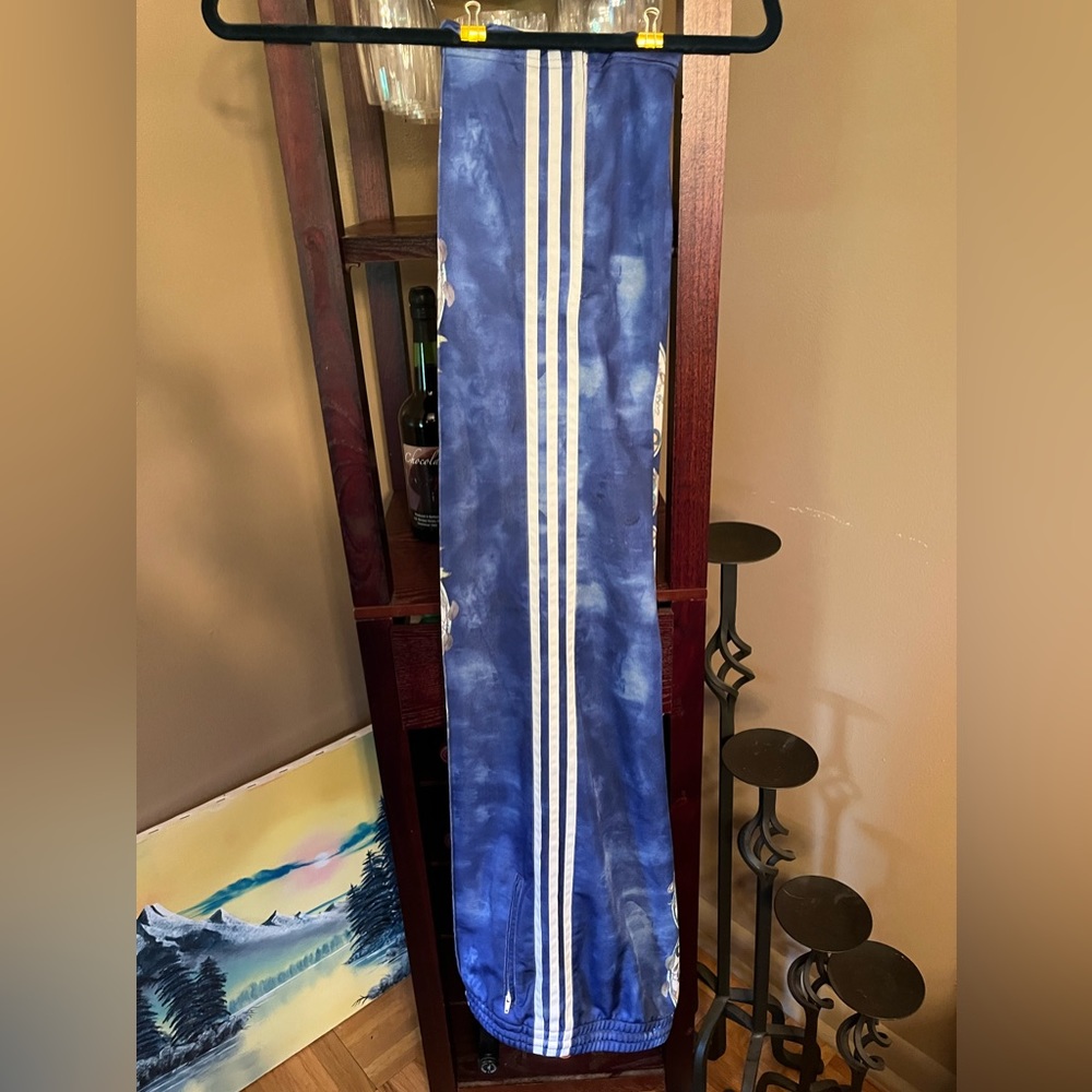 ADIDAS Track Pants Watercolor Blue/White Vintage